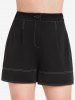 Plus Size High Waist Topstitching Wide Leg Shorts -  