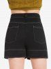 Plus Size High Waist Topstitching Wide Leg Shorts -  