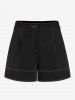 Plus Size High Waist Topstitching Wide Leg Shorts -  