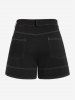 Plus Size High Waist Topstitching Wide Leg Shorts -  