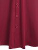Robe Mi-Longue Embellie de Bouton de Grande Taille avec Nœud Papillon - Rouge foncé 1X | US 14-16