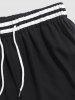 Striped Waist Rose Embroidered Casual Shorts -  