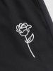 Striped Waist Rose Embroidered Casual Shorts -  