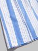 Vertical Striped Pocket Cotton Shorts -  
