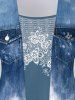 Plus Size 3D Jeans Printed Ombre Short Sleeves 2 in 1 Tee -  