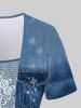 T-shirt 3D Jean Imprimé Ombré à Manches Courtes de Grande Taille - Bleu 5x | US 30-32