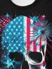 Gothic Patriotic American Flag Skull Print T-shirt -  