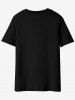 T-shirt Gothique Drapeau Américain Crâne Imprimée - Noir 6XL