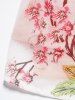 Plus Size & Curve Peach Blossom Print Sheer Chiffon Overlay Bowknot Long Tank Top -  