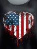 Plus Size Heart American Flag Printed Patriotic Tee -  