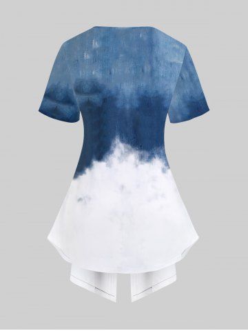 3D Jeans Printed Ombre Twofer Tee and Leggings Plus Size Summer Matching Set