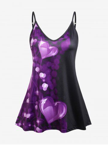 Plus Size Heart Print Flowy Cami Top