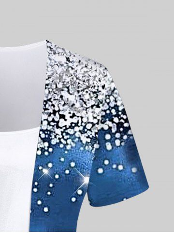 Plus Size Sparkly Print Asymmetrical 2 In 1 Top