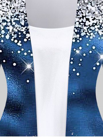 Plus Size Sparkly Print Asymmetrical 2 In 1 Top