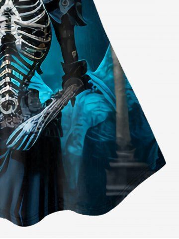 Gothic Vintage Skeleton Print Lace Panel Tank Top