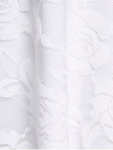 Gothic Lace Panel Two Tone Lace-up Asymmetrical Hem Cold Shoulder Top