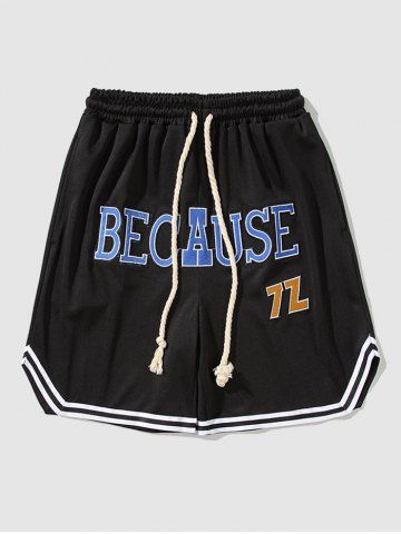 BECAUSE Embroidered Mesh Sports Shorts - BLACK - L