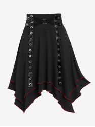 Plus Size Lettuce Grommet Double Layered Handkerchief Midi Skirt -  
