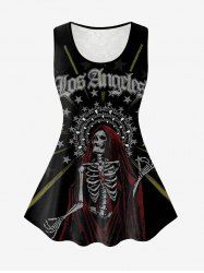 Gothic Skeleton Los Angeles Graphic Lace Panel Tank Top -  