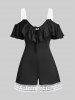 Plus Size Guipure Lace Panel Ruffled Cold Shoulder Romper -  