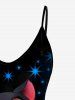 Plus Size Cat Print Glitter Cami Top -  