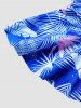 Plus Size Tropical Leaf Print Padded Cinched Boyleg Modest Swimsuit -  
