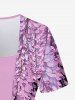 T-shirt 3D Floral Imprimé 1 en 1 de Grande Taille à Manches Courtes - Rose clair S | US 8