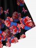 Plus Size Flower Butterfly American Flag Printed Crisscross Patriotic Tee -  