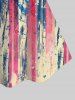 Plus Size Patriotic American Flag Lace Panel Tank Top -  