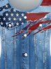 Plus Size 3D Jeans American Flag Printed Short Sleeves Patriotic Tee -  