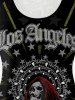 Gothic Skeleton Los Angeles Graphic Lace Panel Tank Top -  