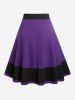 Plus Size Colorblock Layered A Line Midi Skirt -  