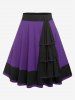Plus Size Colorblock Layered A Line Midi Skirt -  