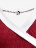 Plus Size Two Tone Chain Surplice Textured Tee - Rouge foncé 2X | US 18-20