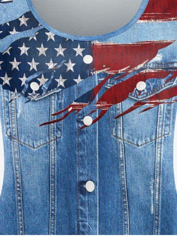 3D Jeans American Flag Printed Tee and Leggings Plus Size Outfit