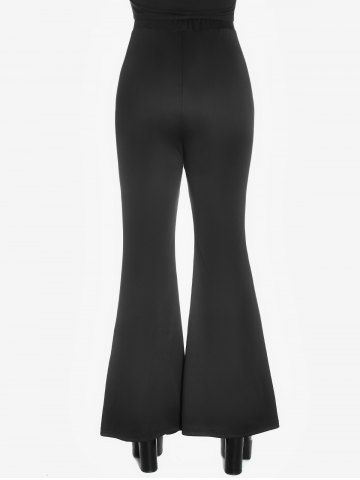 Gothic Lace Panel Buckle Zip Print Bell Bottom Pants