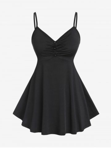 Plus Size Ruched Camisole and Lace Ruffle Butterfly Sleeve Top