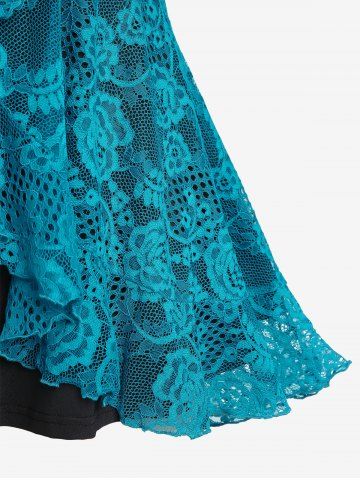 Plus Size Ruched Camisole and Lace Ruffle Butterfly Sleeve Top