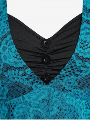 Plus Size Ruched Camisole and Lace Ruffle Butterfly Sleeve Top