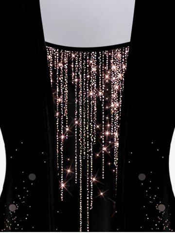 Plus Size 3D Sparkles Light Beam Printed Short Sleeves 2 in 1 Tee