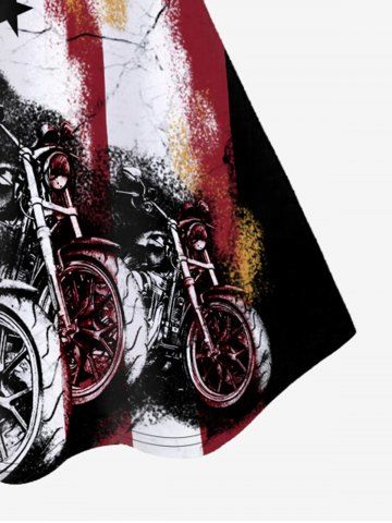 Plus Size Distressed American Flag Motorcycle Graphic Lace Panel Tank Top