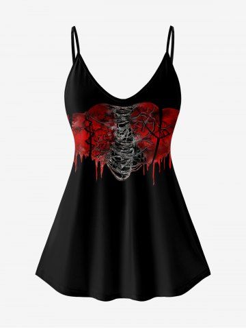Gothic Ripped Heart Print Cami Top (Adjustable Straps) - BLACK - M | US 10