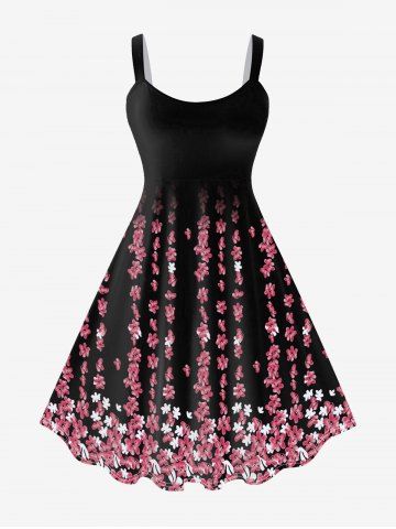 Vestido Línea Vertical Sin Espalda Estampado Floral Tamaño Plus - LIGHT PINK - M | US 10
