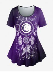 Plus Size Dreamcatcher Printed Short Sleeves Tee -  