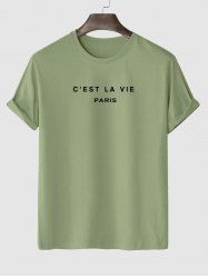 C'EST LA VIE Letter Printed Short Sleeves T-shirt -  