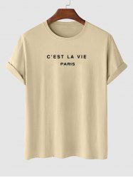 C'EST LA VIE Letter Printed Short Sleeves T-shirt -  