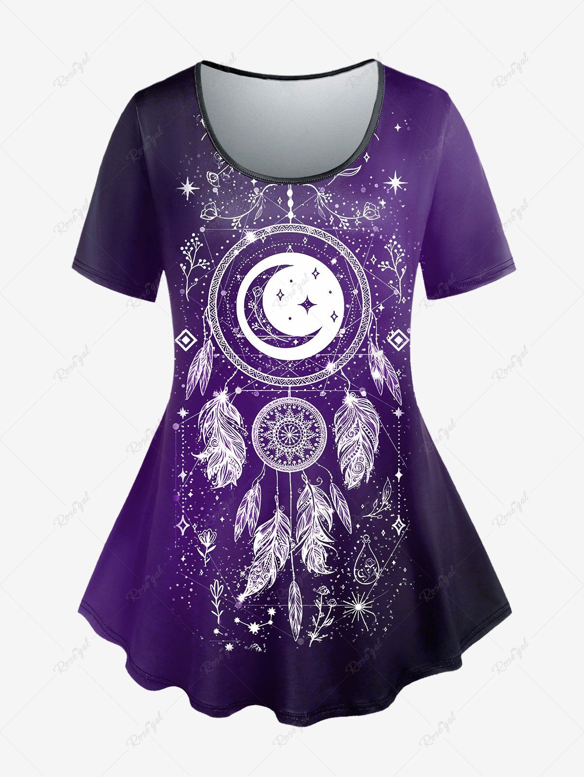 Shops Plus Size Dreamcatcher Printed Short Sleeves Tee  