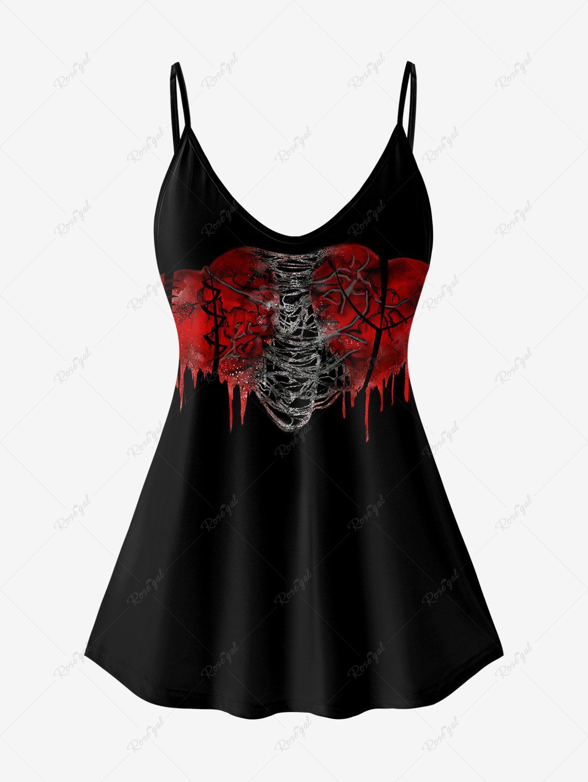 Shop Gothic Ripped Heart Print Cami Top (Adjustable Straps)  