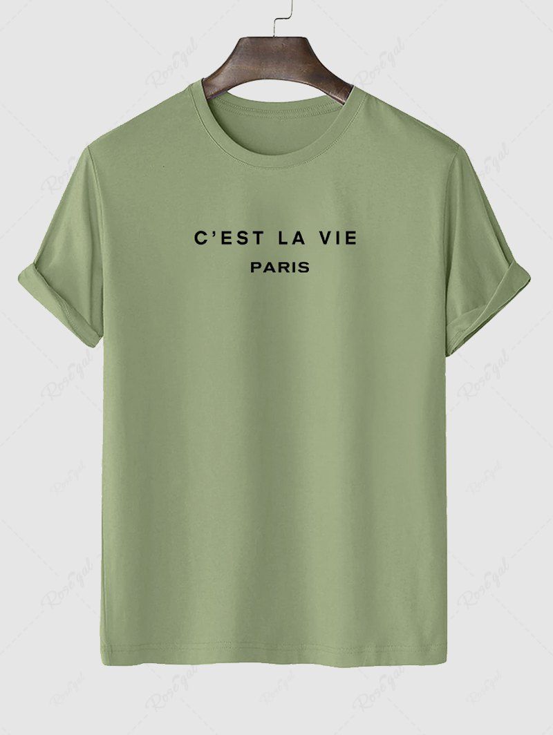 Buy C'EST LA VIE Letter Printed Short Sleeves T-shirt  