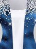 Sparkly Print Asymmetrical 2 In 1 Top and 3D Denim Printed Leggings Plus Size Outfits -  